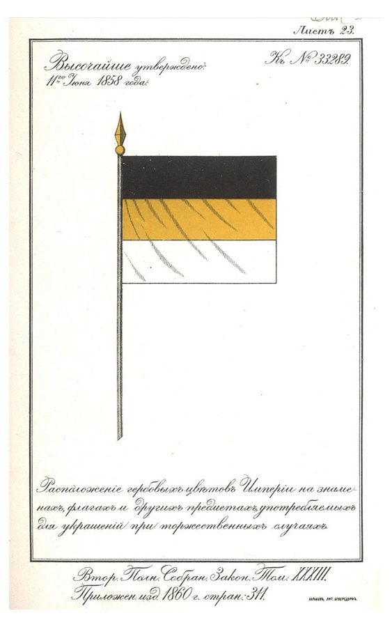 Флаг Российской империи с 11 июня 1858 по 28 апреля 1883 г.